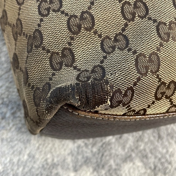 Gucci Monogram GG Small Charmy Tote Bag Brown Bolt Hardware Accent Luxury - Picture 7 of 17